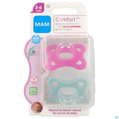 SUCET MAM COMFORT SIL ROSE 2-6M X2