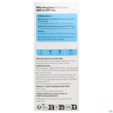Alfa Amylase Bgr Conseil 200u Ceip/ml Sirop 200ml + Mesure