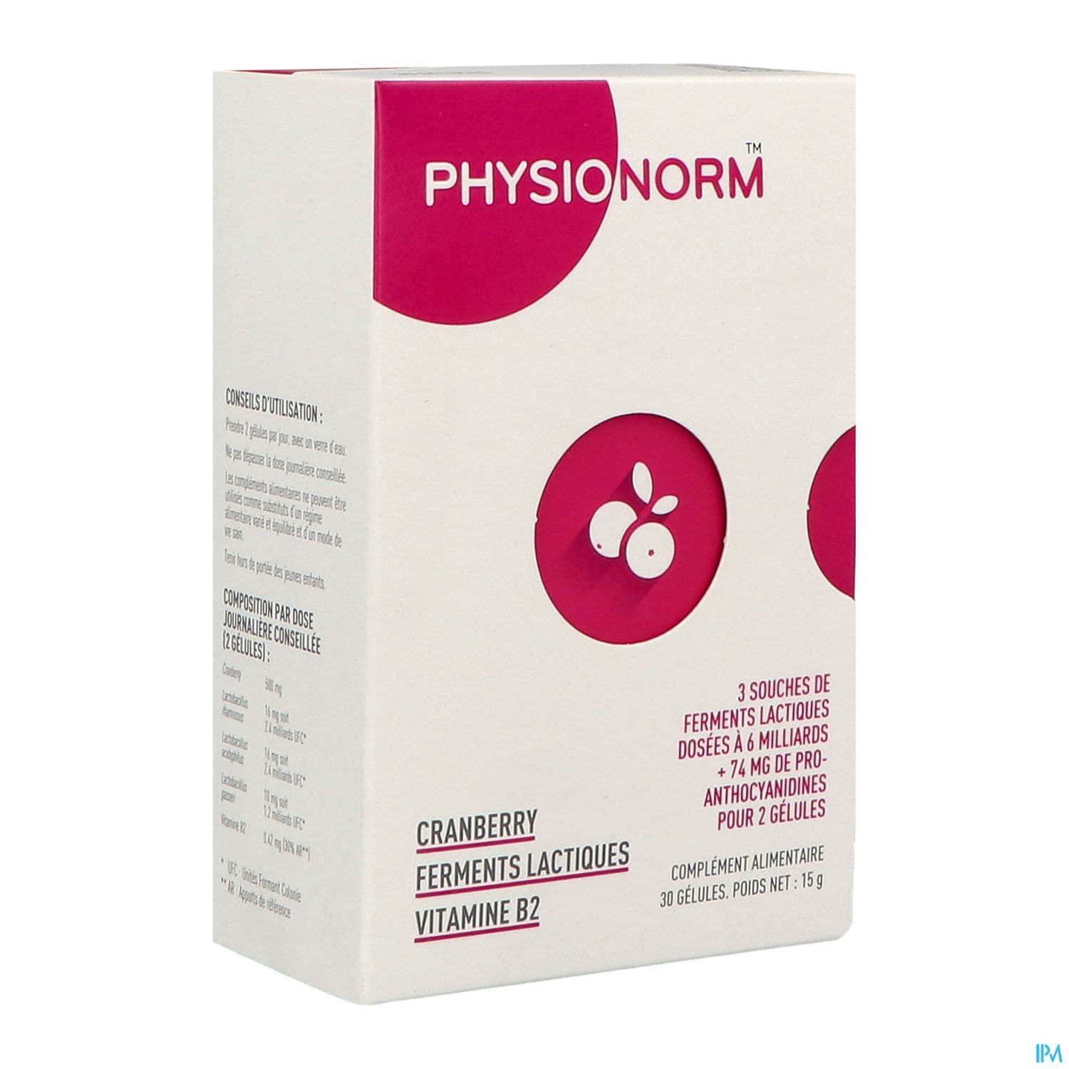 Physionorm Cranberry Ferments Lactiques Vit B2 Gelule 30