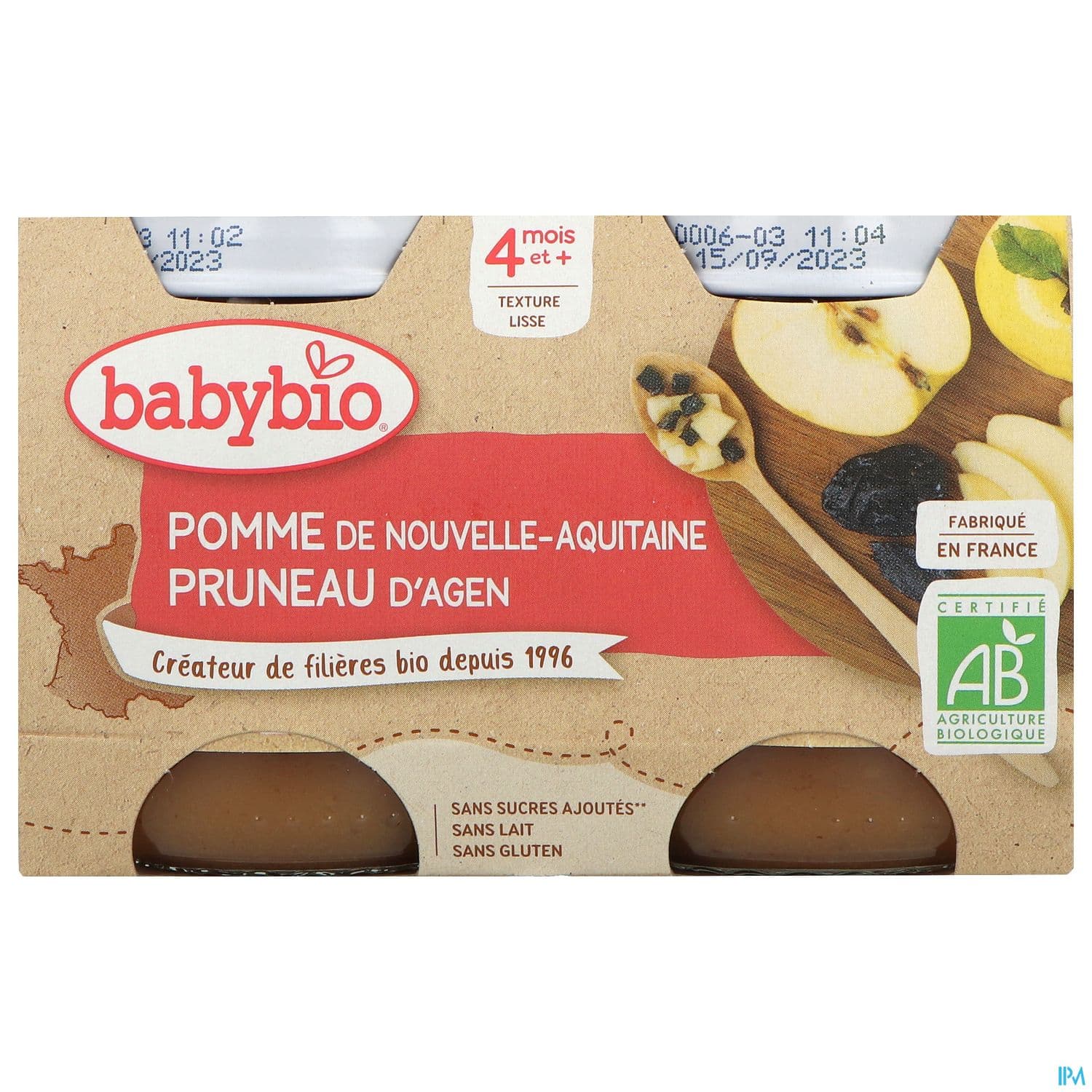 BABYBIO POMME/PRUNEAU 2X130G