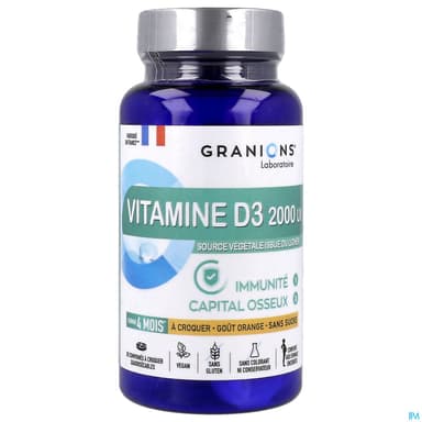 Granions Vitamine D3 2000ui Immunite Capital Osseux Comprime A Croquer 30