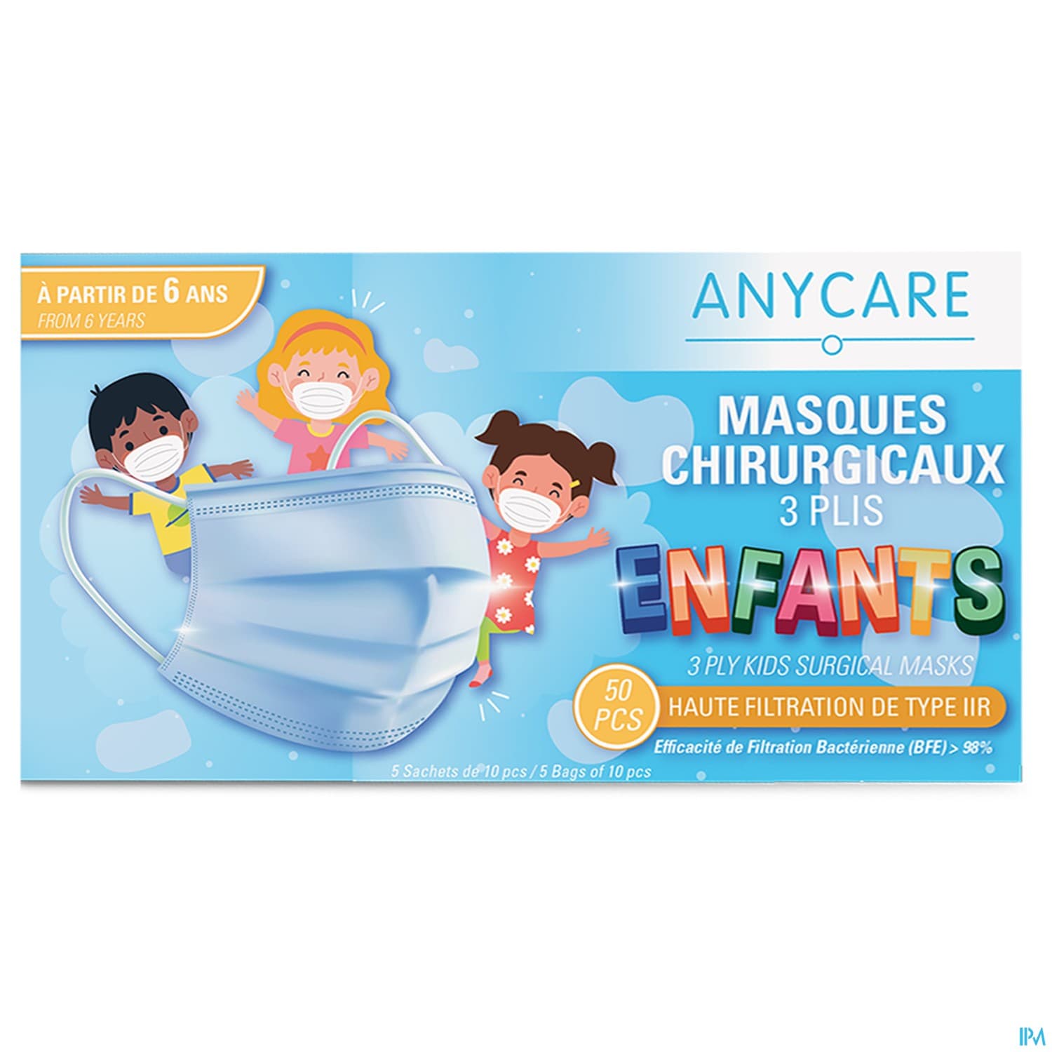 Anycare Masque Chirurgical 3plis Enfant 50
