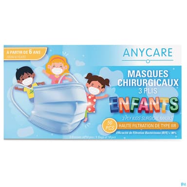 Anycare Masque Chirurgical 3plis Enfant 50