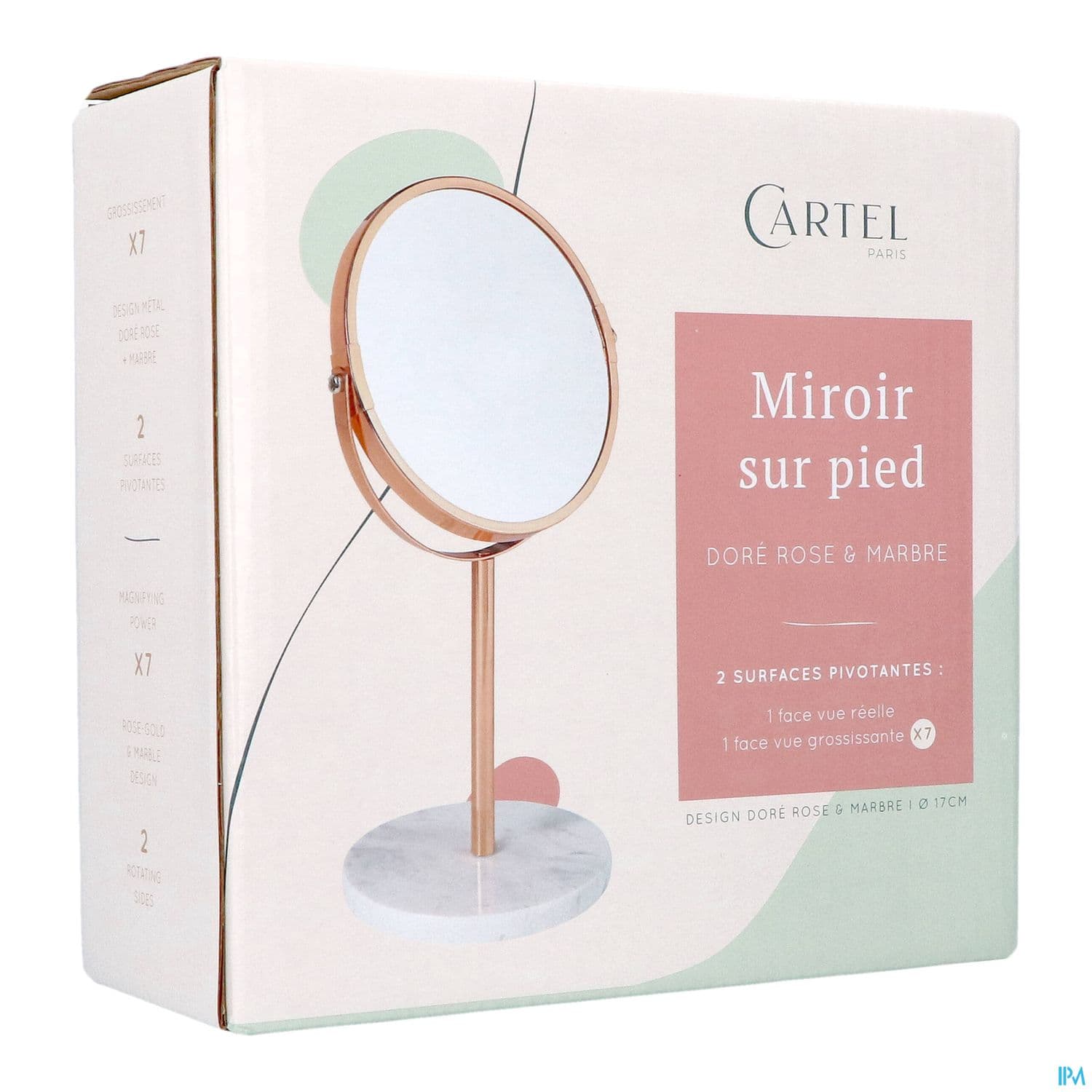 CARTEL MIROIR PIED OR ROSE/MARBRX7