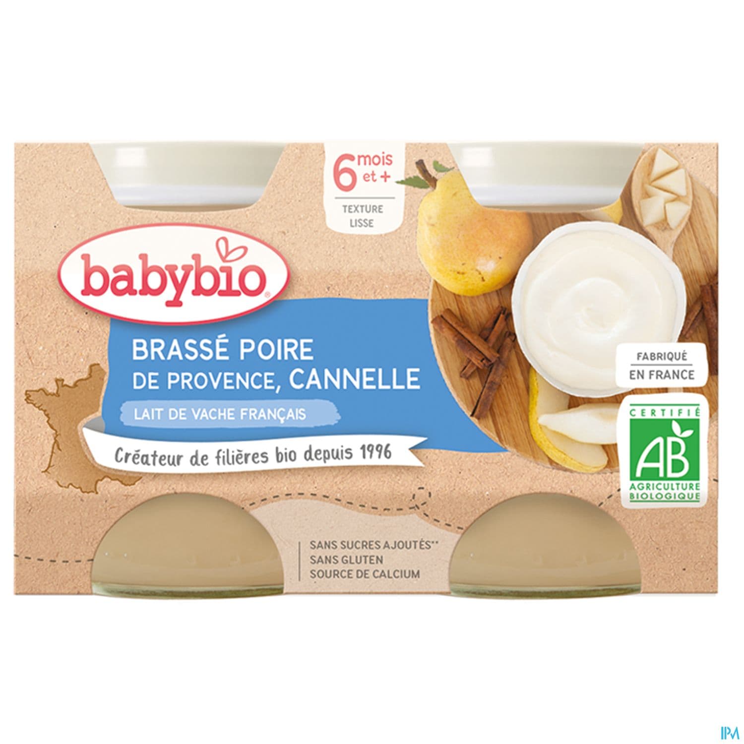 Babybio Brasse Au Lait De Vache Francais Poire De Provence Canelle 6m 130g X2