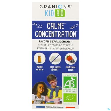 Granions Kid Bio Calme Et Concentration Solution Buvable Fraise Cassis 125ml