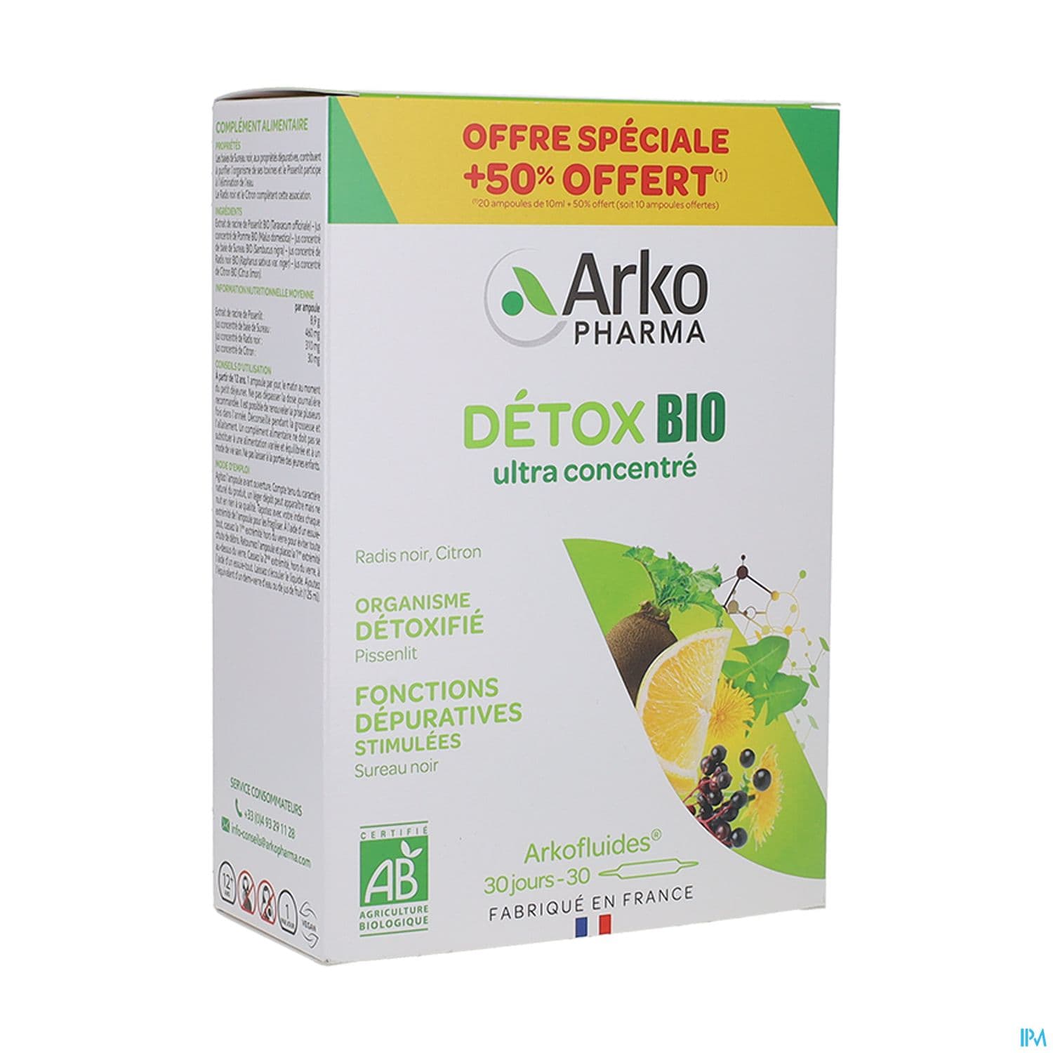 Arkofluides Bio Detox Ampoule Buvable 10ml 20 + 10