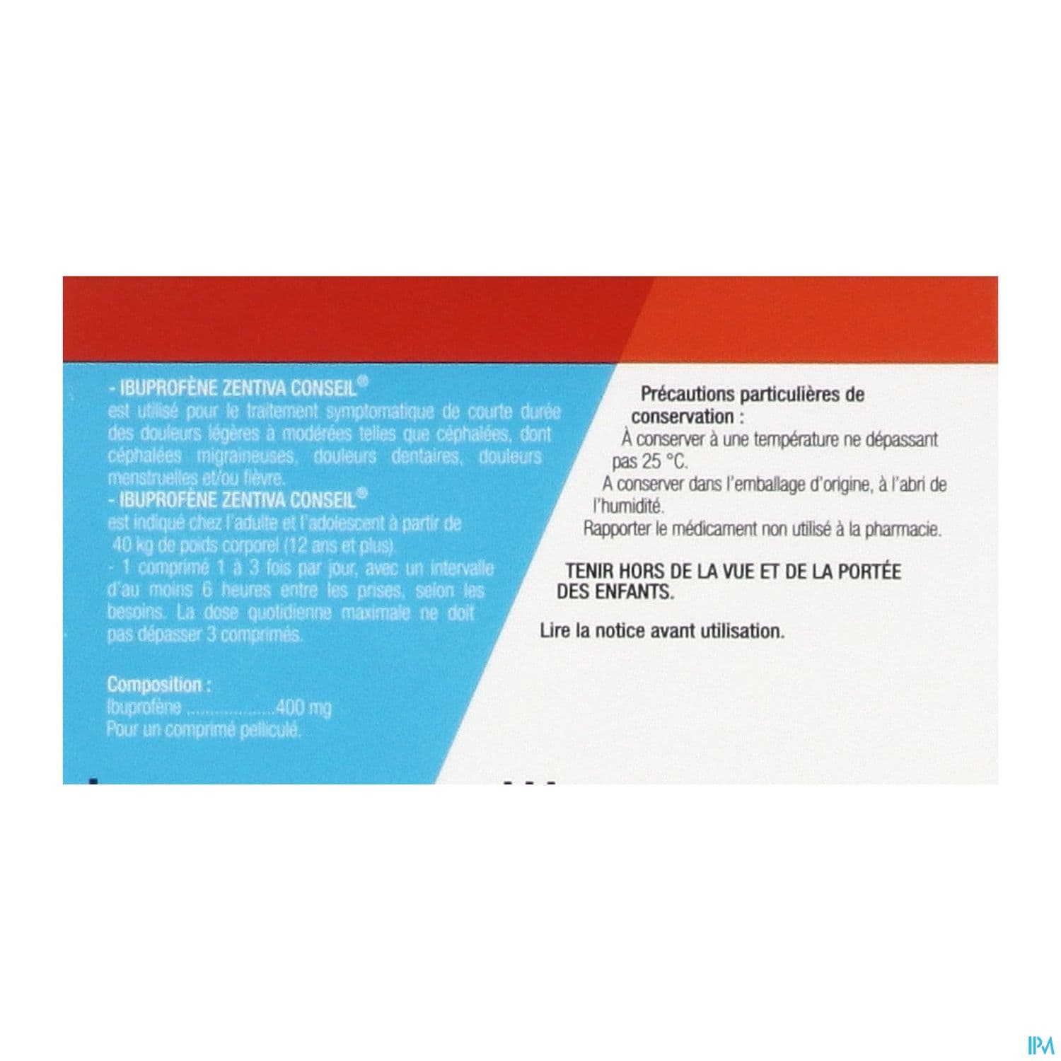 Ibuprofene Zentiva Conseil 400mg Comprime Pellicule 15