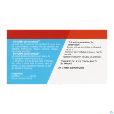 Ibuprofene Zentiva Conseil 400mg Comprime Pellicule 15