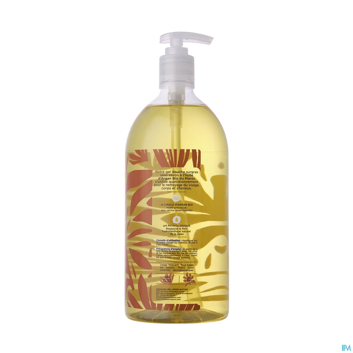 Mkl Green Nature Gel Douche Huile D'argan Du Maroc Cosm'ethik 1l