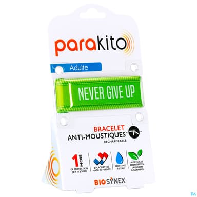 Parakito Bracelet Antimoustique Rechargeable Adulte Never Give Up