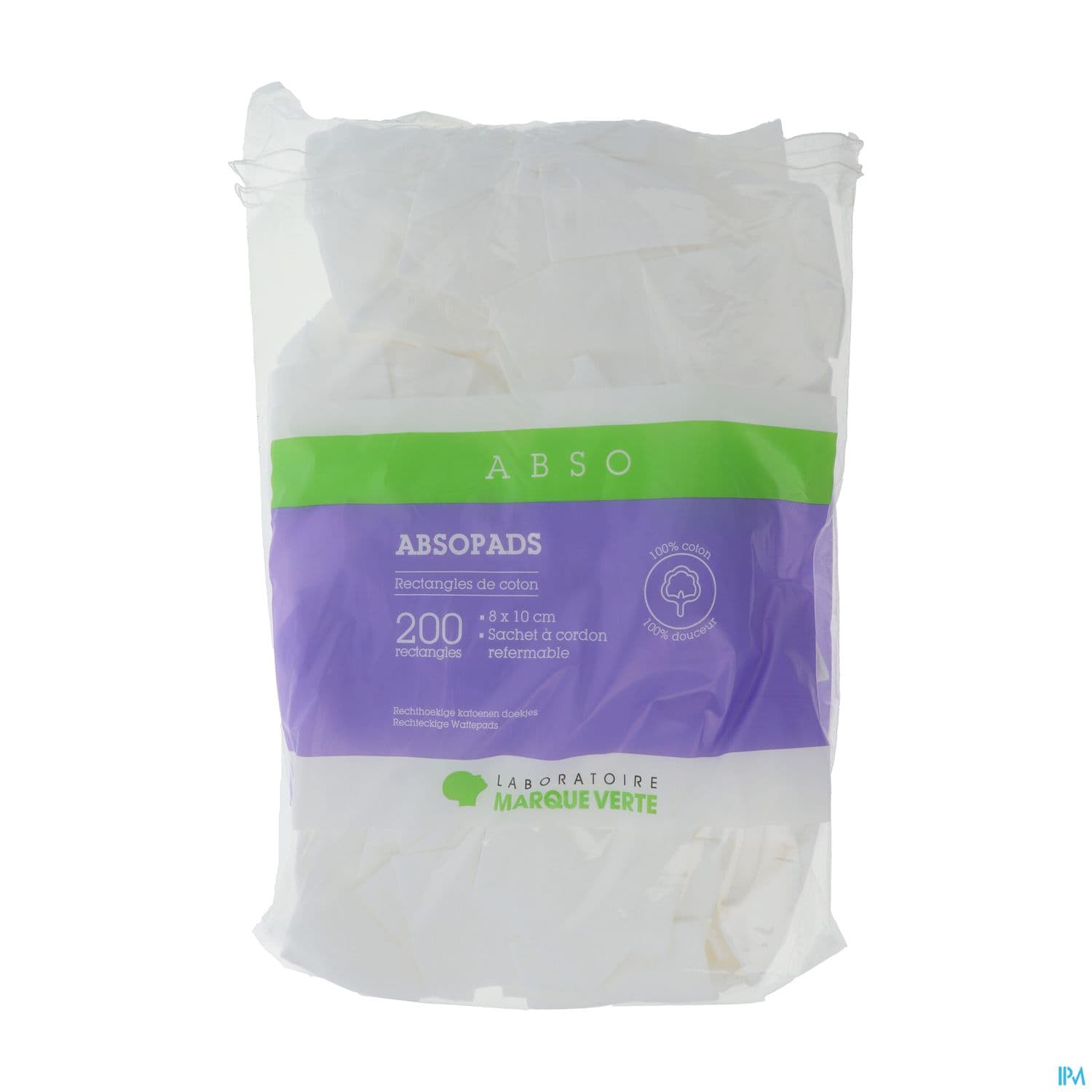 Marque Verte Absopads Coton Rectangle 8cm X 10cm Sachet 200