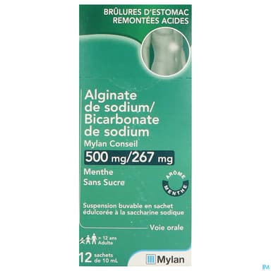 Alginate De Sodium Bicarbonate De Sodium Viatris Sans Sucre Suspension Buvable 10ml Sachet 12