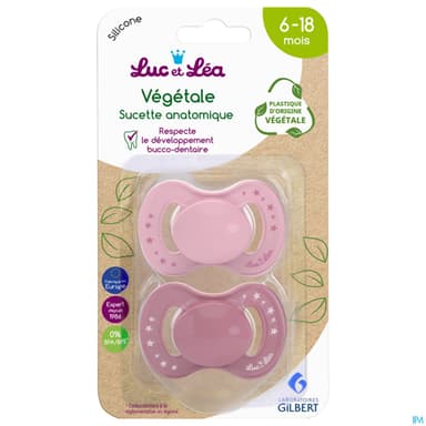 Luc Et Lea Sucette Anatomique Bio Fille 6/18m X2