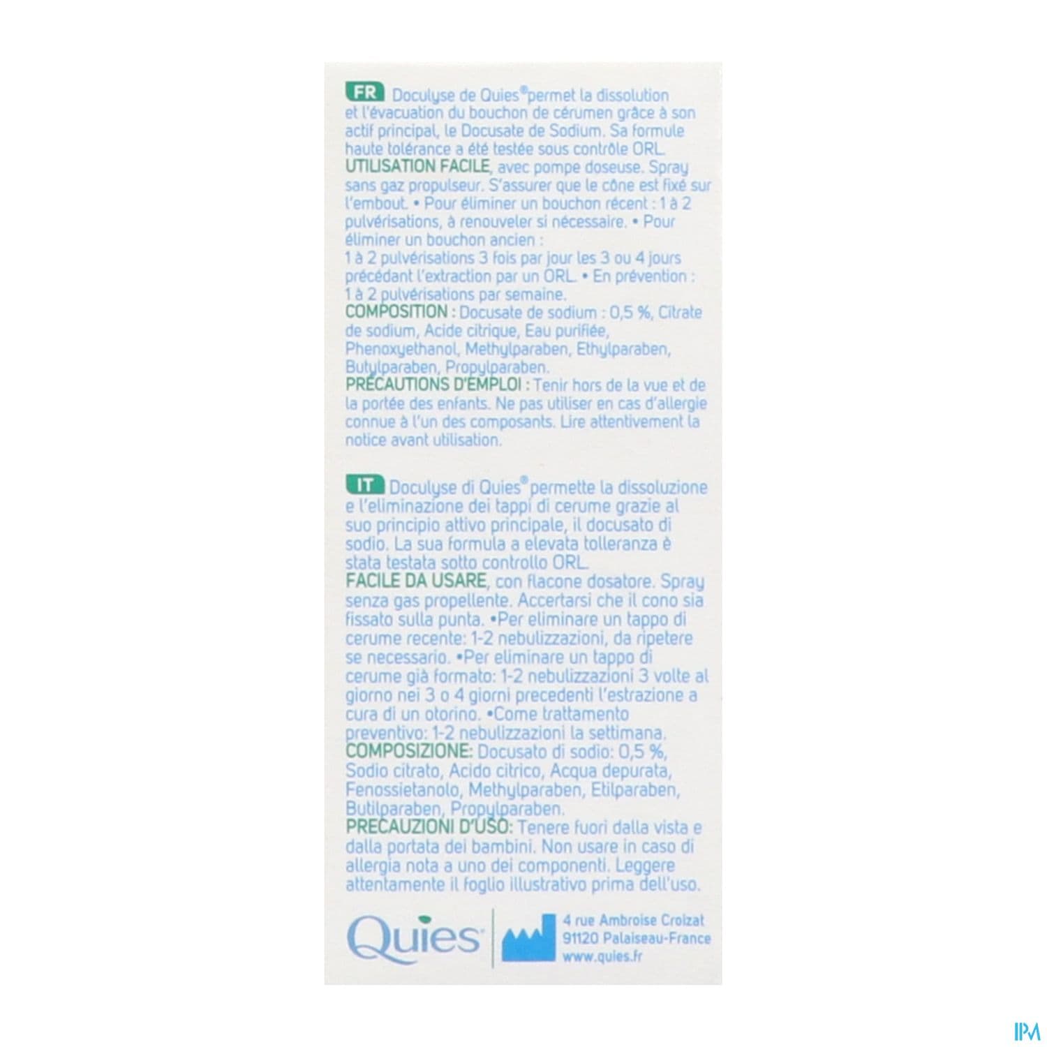 Quies Doculyse Solution Auriculaire Spray Pulverisation 30ml