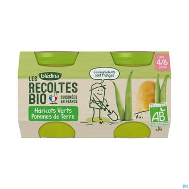 Bledina Les Recoltes Bio Pot Haricot Pommes De Terre 130g X2
