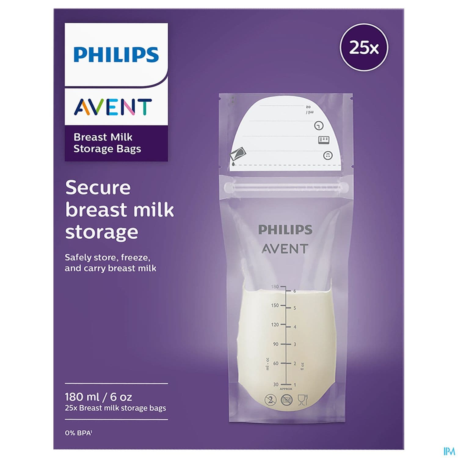 AVENT SACH CONSERV LAIT 180ML X25