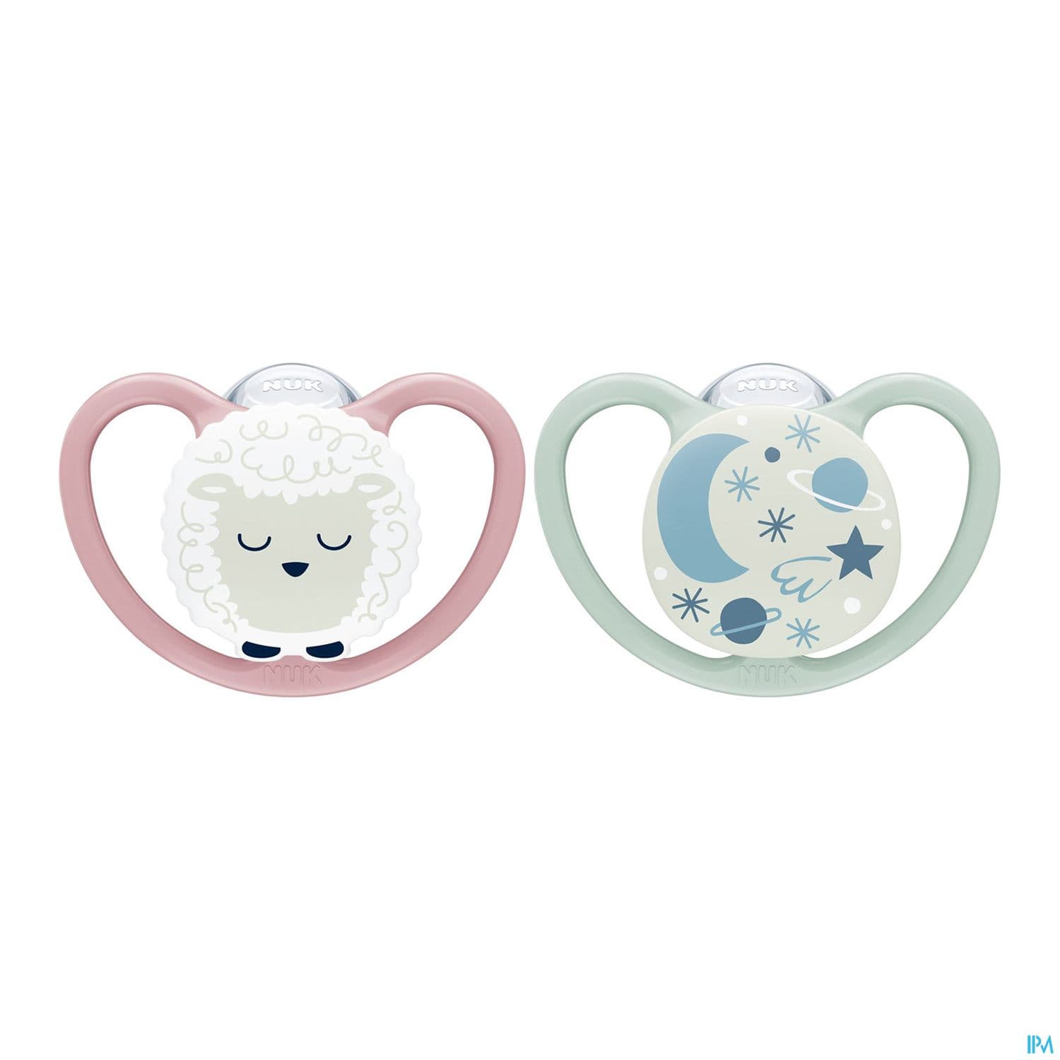 Nuk Sucette Silicone Space 18/36m Nuit Fille X2