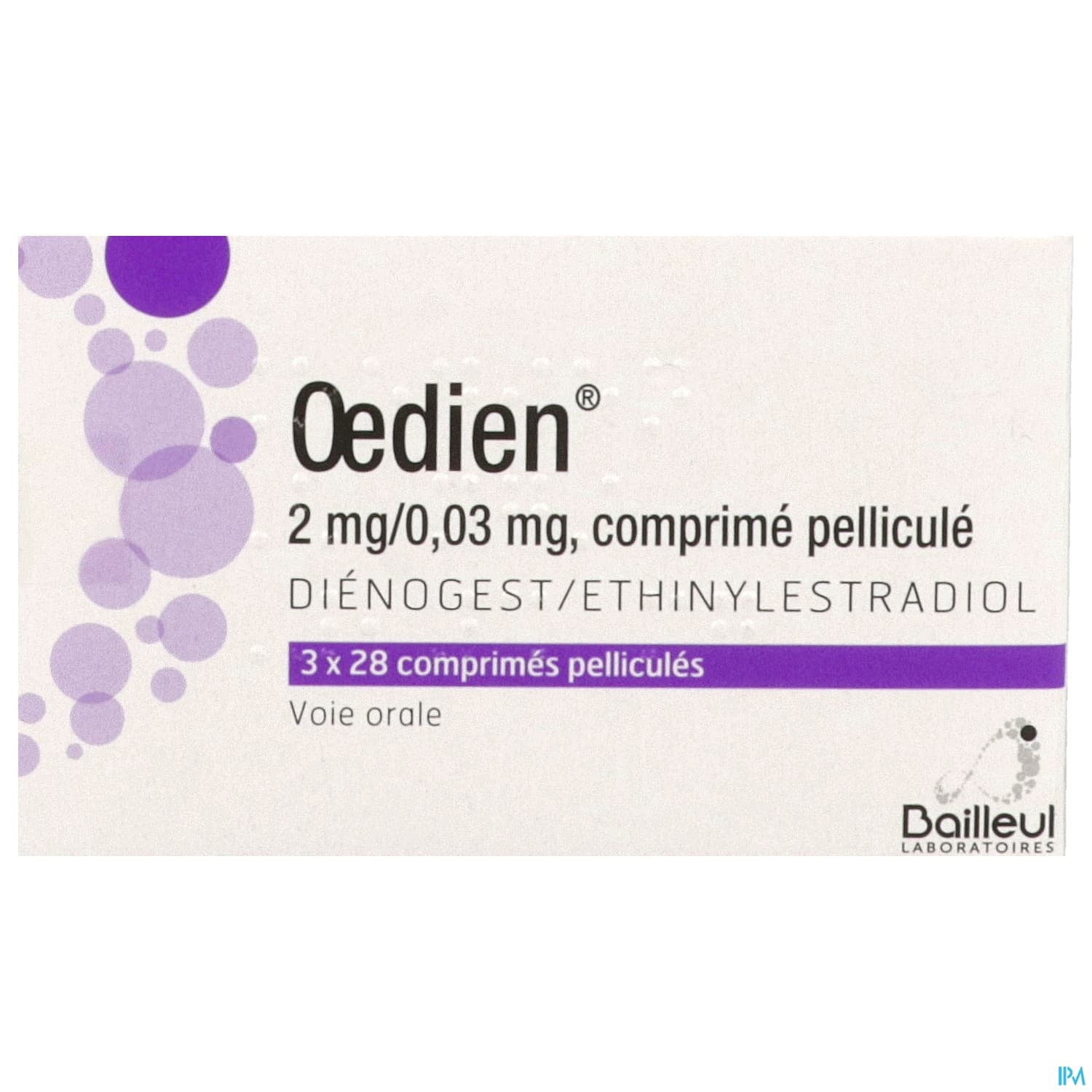 Oedien 2mg/0mg03 Comprime 28 X3