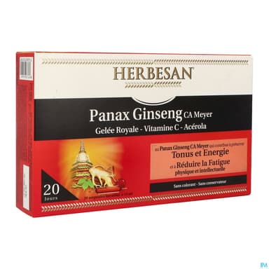 Herbesan Panax Ginseng Meyer Gelee Royale Vitamine C Acerola Ampoule Buvable 20