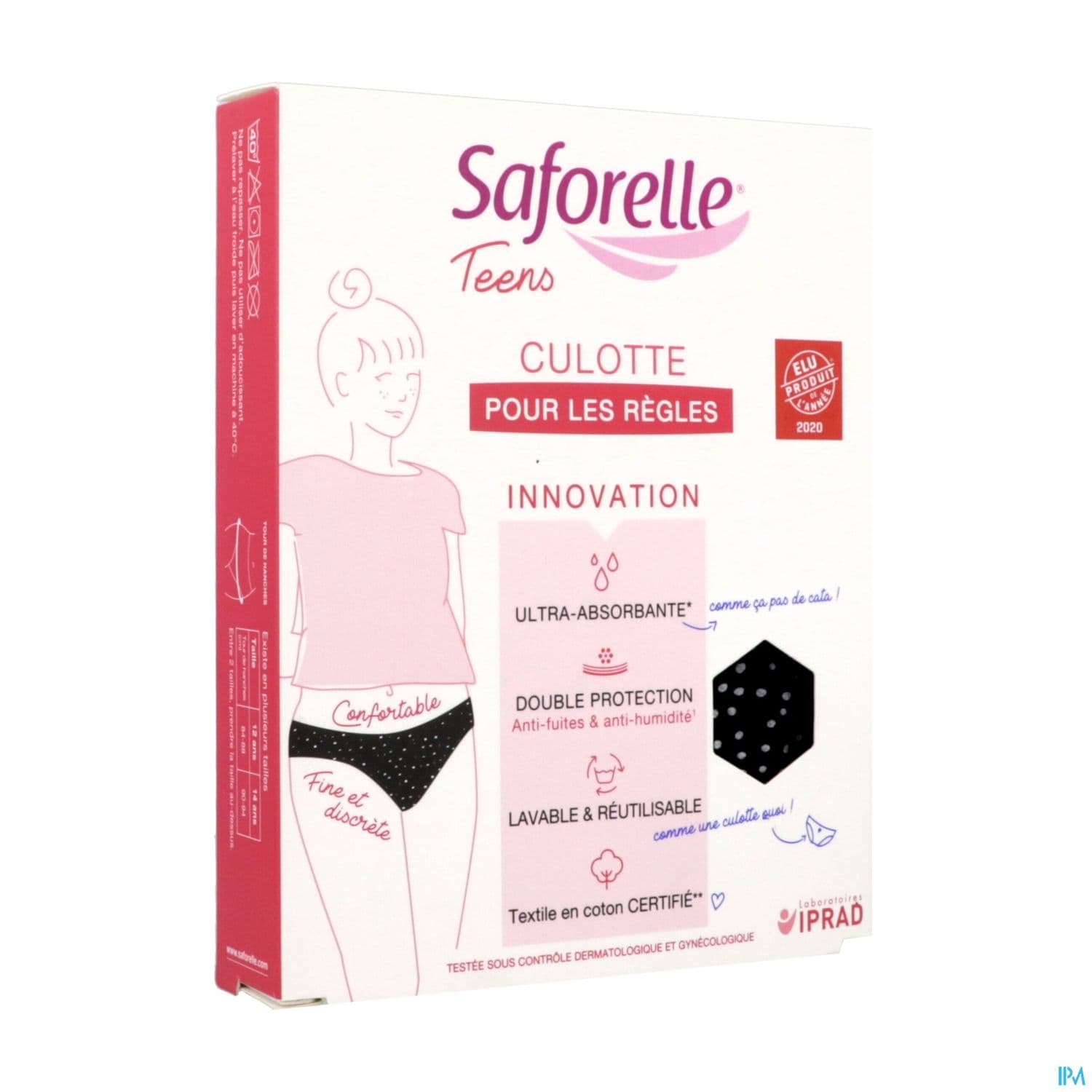 Saforelle Culotte Teens Pour Les Regles Noire Etoilee Taille 12 Ans