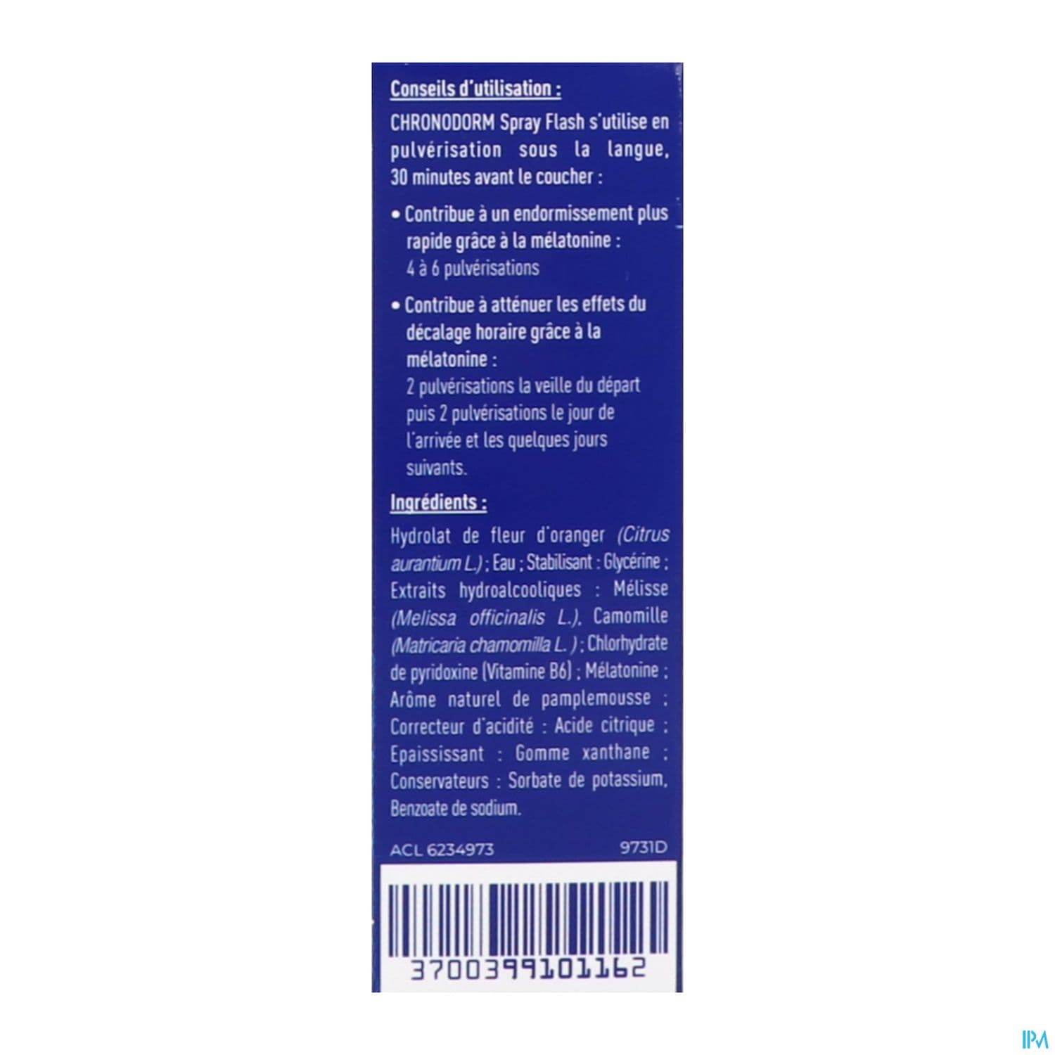 Chronodorm Melatonine Flash Spray Sublingual 30ml