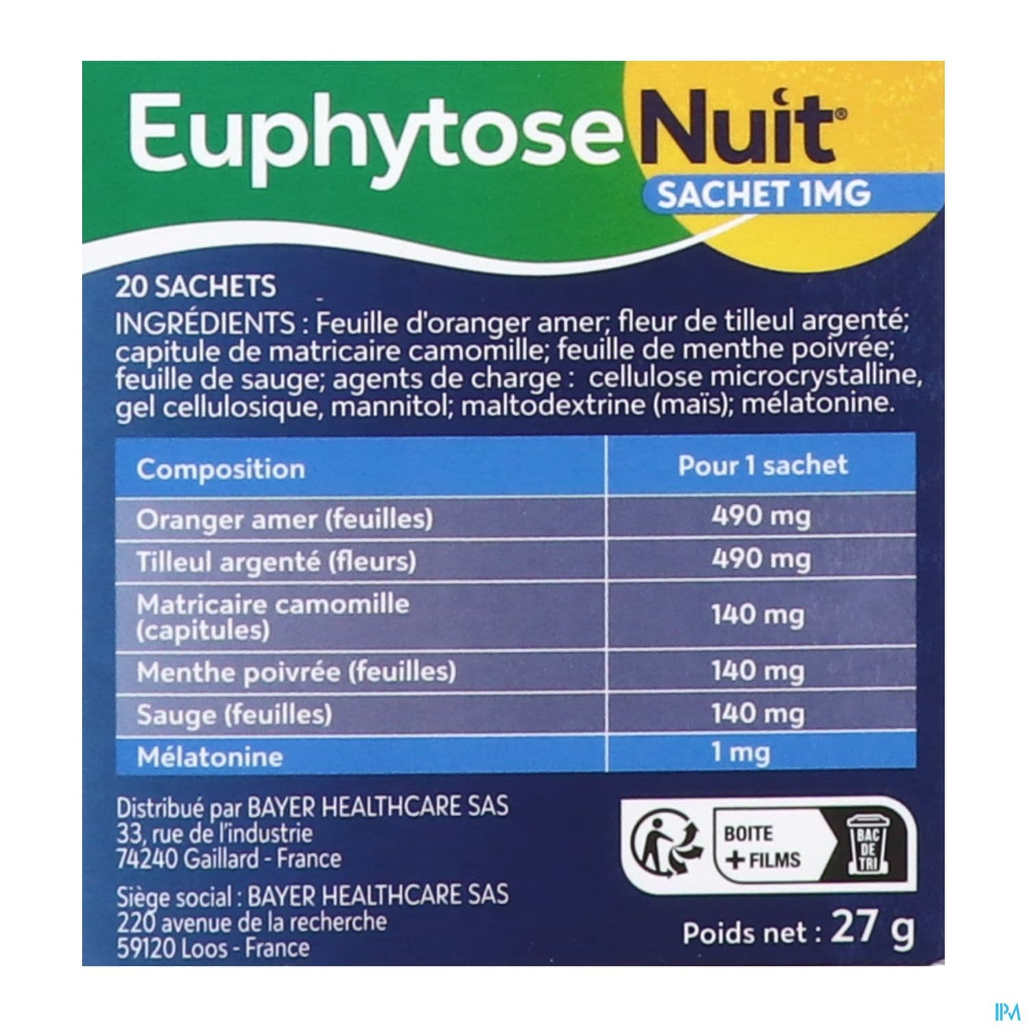EUPHYTOSE NUIT SACHET 20