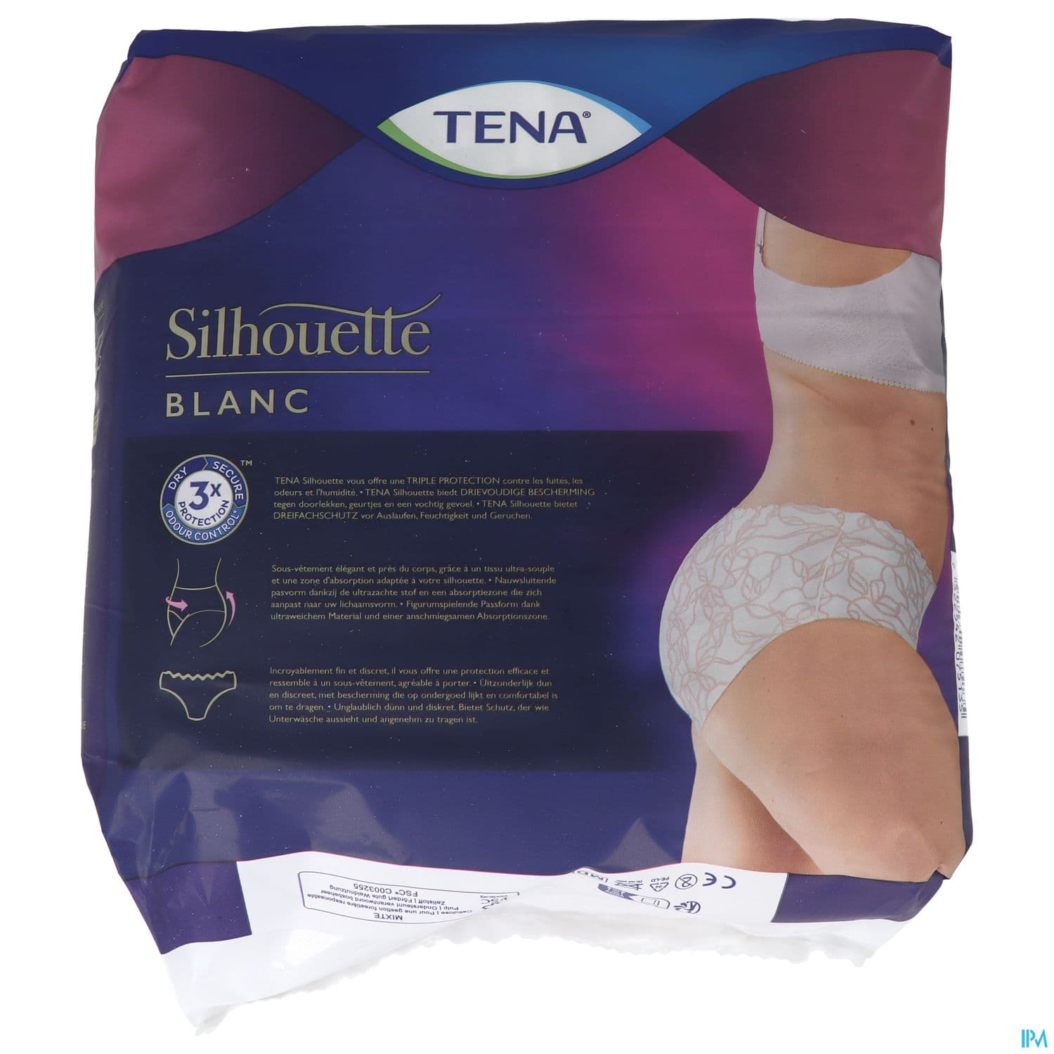 TENA SILHOUETTE PLUS TB M BLC X12