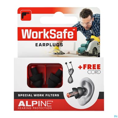 Alpine Worksafe Bouchon Oreille Travail X2 + Corde