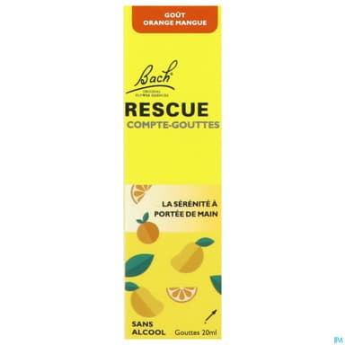 Rescue Bach Compte Gouttes Gout Orange Mangue 20ml