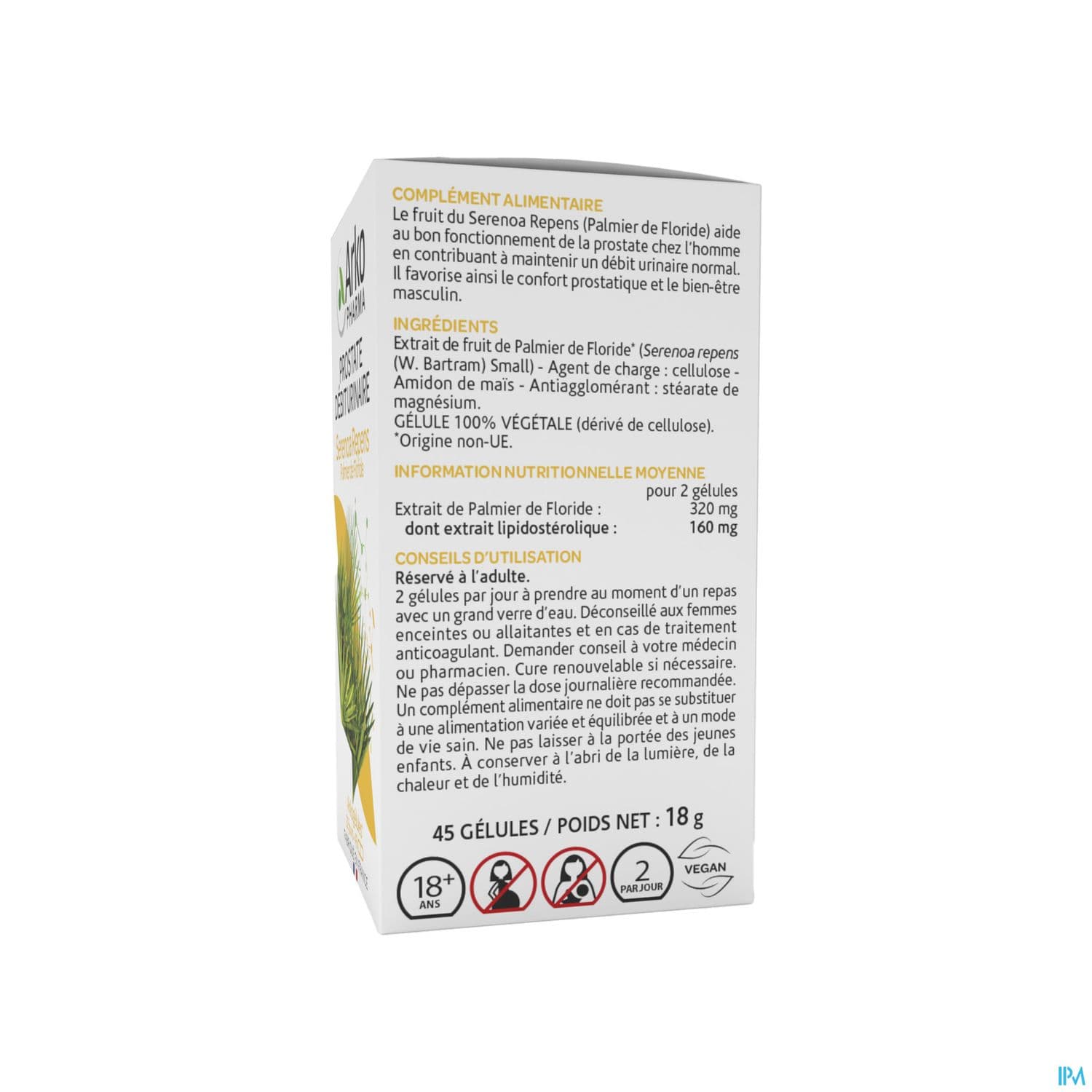 Arkopharma Arkogelules Serenoa Repens Prostate Debit Urinaire Gelule Vegetale 45