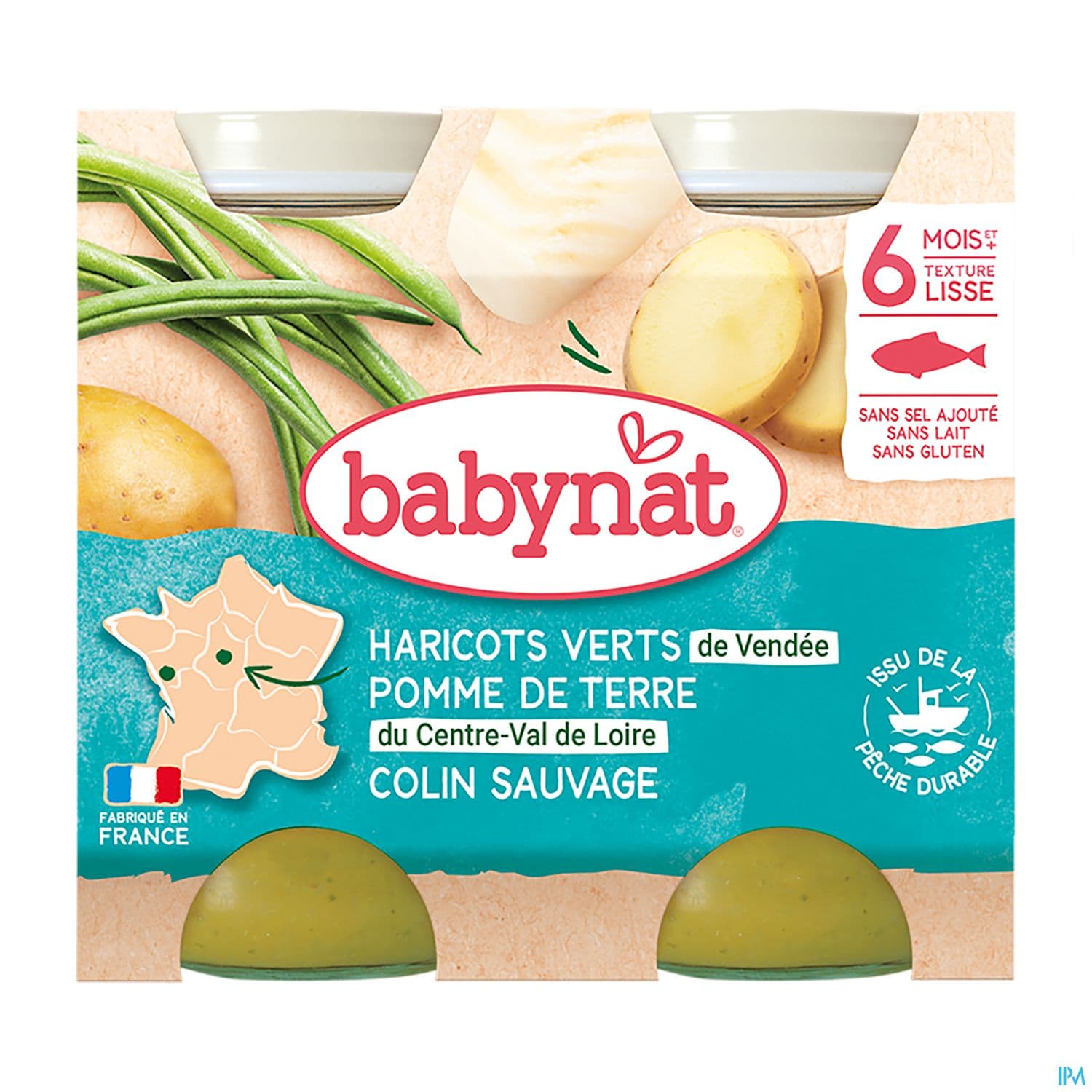 Babybio Babynat Haricots Verts De Vendee Pomme De Terre Colin Sauvage 6m 200g X2