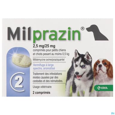 Milprazin 2mg5/25mg Chien Comprime 2