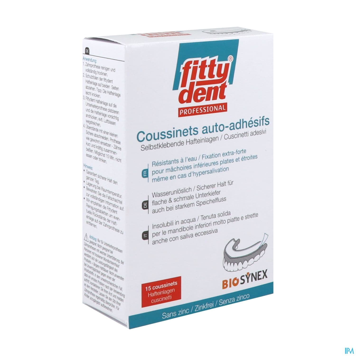 Fittydent Professionnal Coussinets Adhesifs Sans Zinc 15
