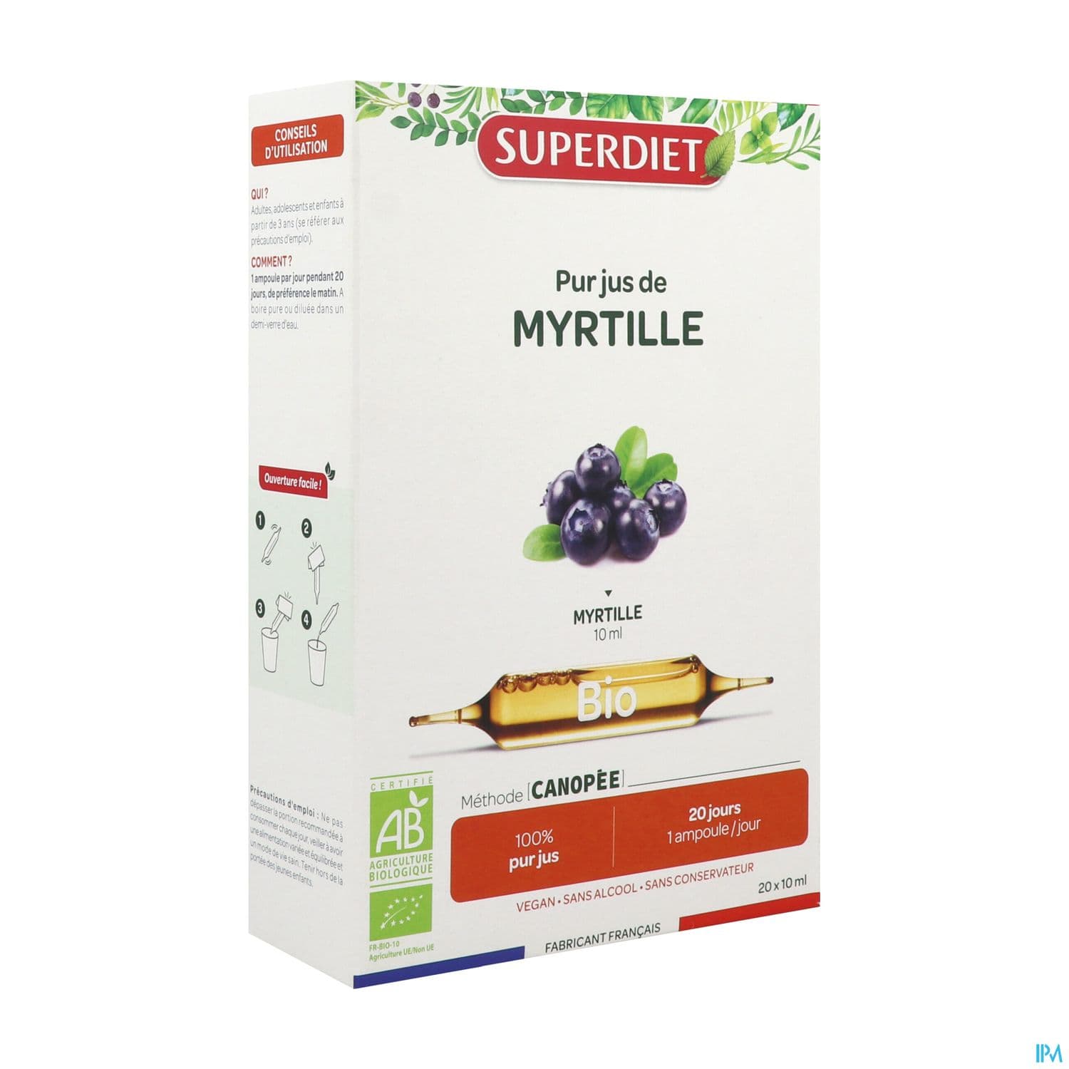 Superdiet Myrtille Bio Ampoule Buvable 15ml 20