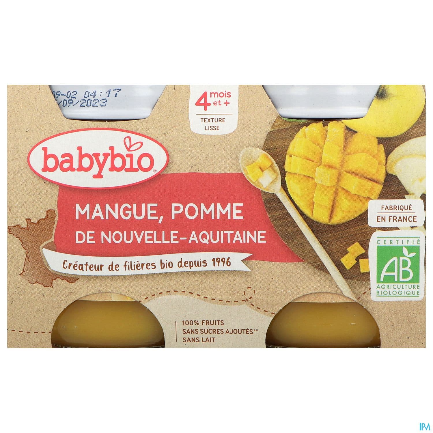 BABYBIO POMME/MANGUE 2X130G