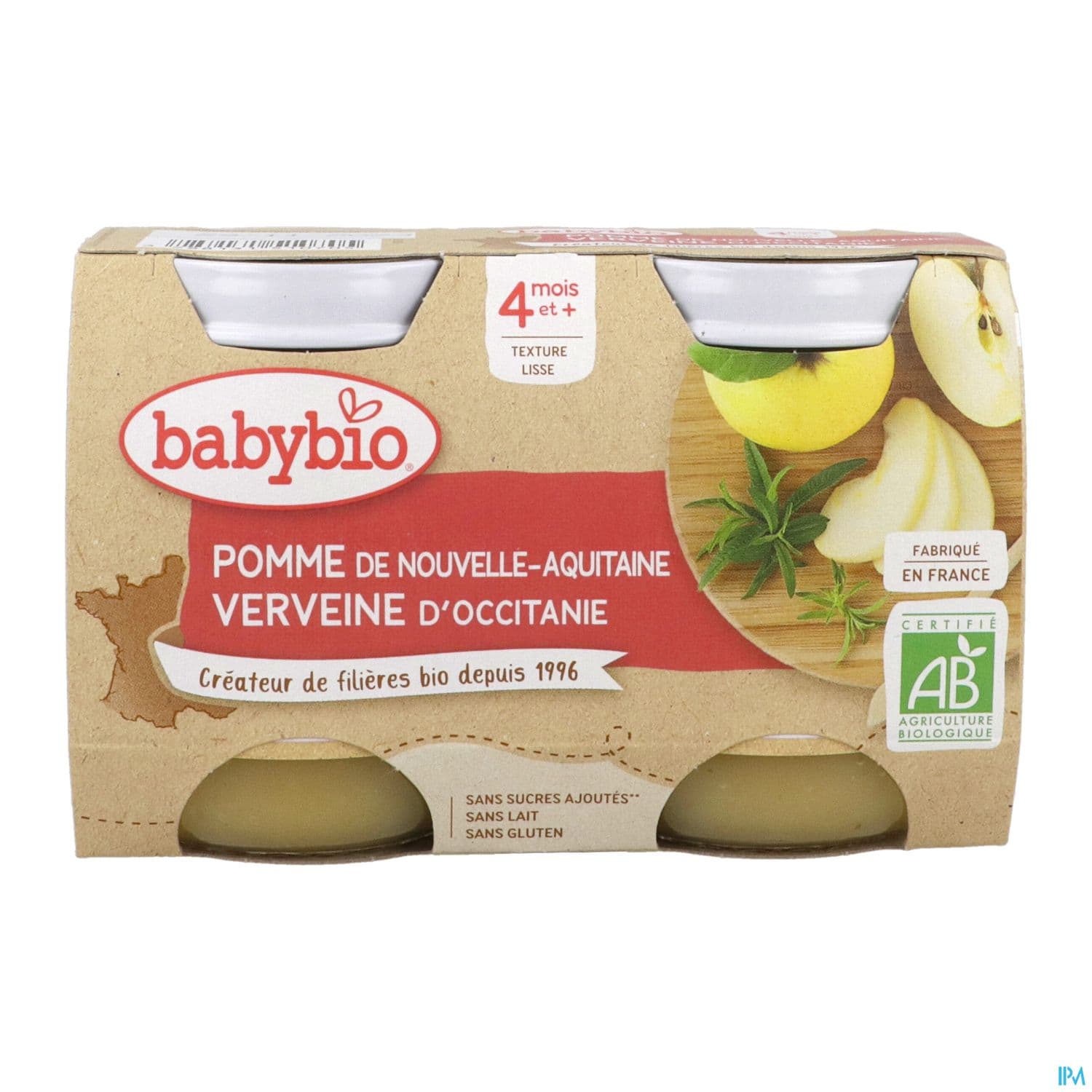 BABYBIO POMME/VANILLE 2X130G