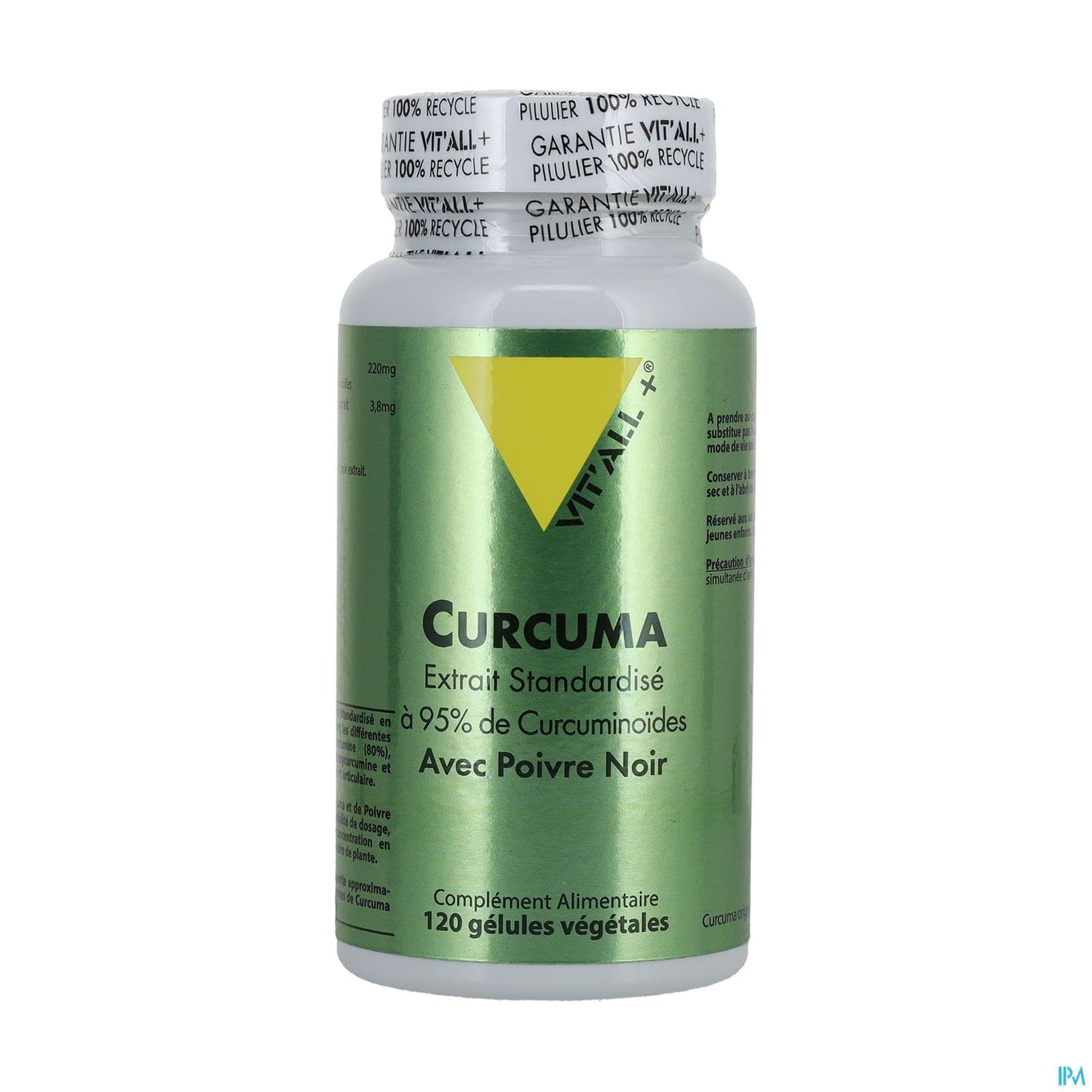 Vit All+ Curcuma Extrait Standardise Avec Poivre Noir Gelule Vegetale 120