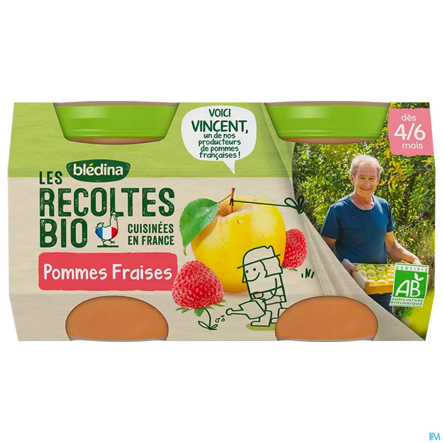 Bledina Les Recoltes Bio Pot Pomme Fraise 130g X2