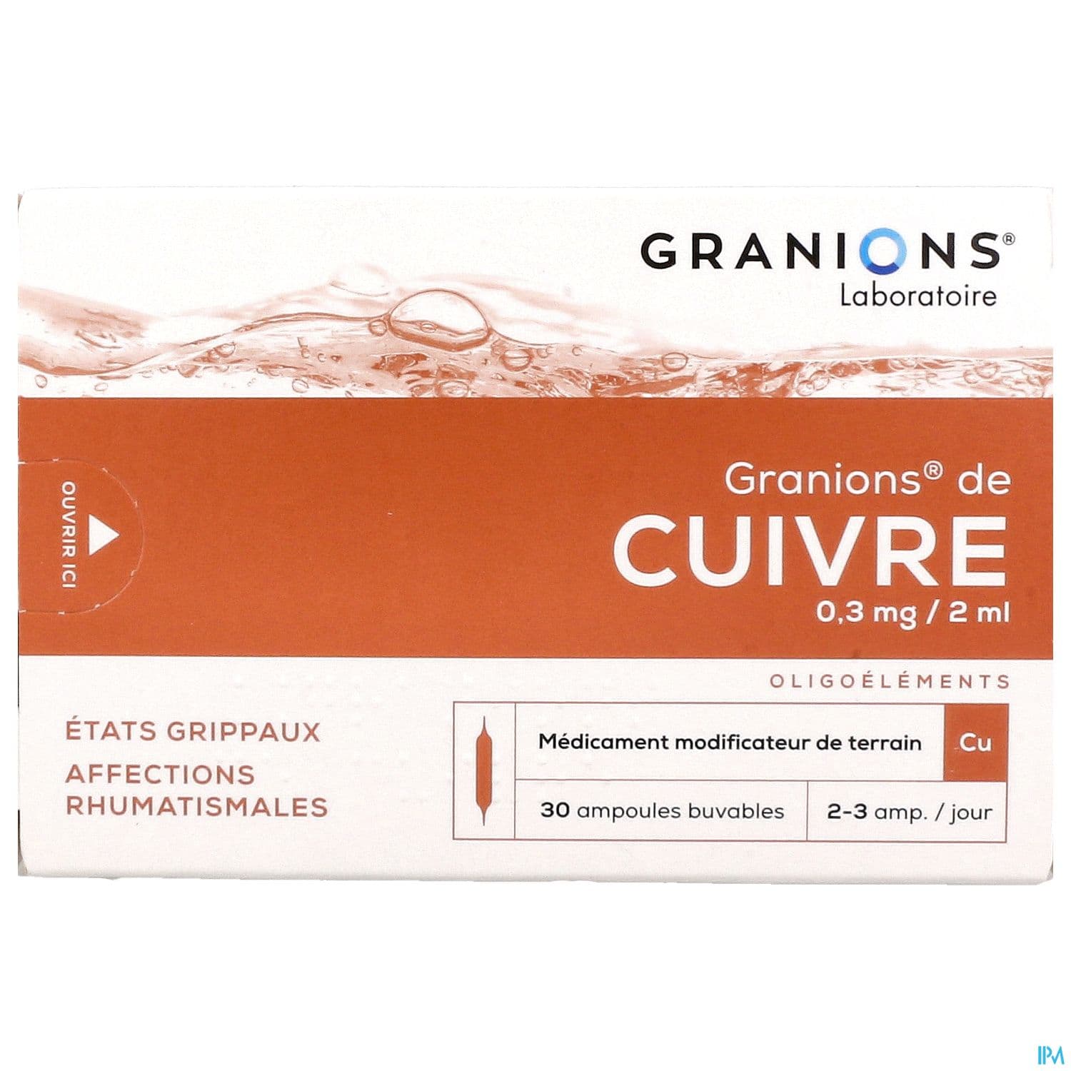 Granions Cuivre 0mg3/2ml Solution Buvable Ampoule 2ml 30