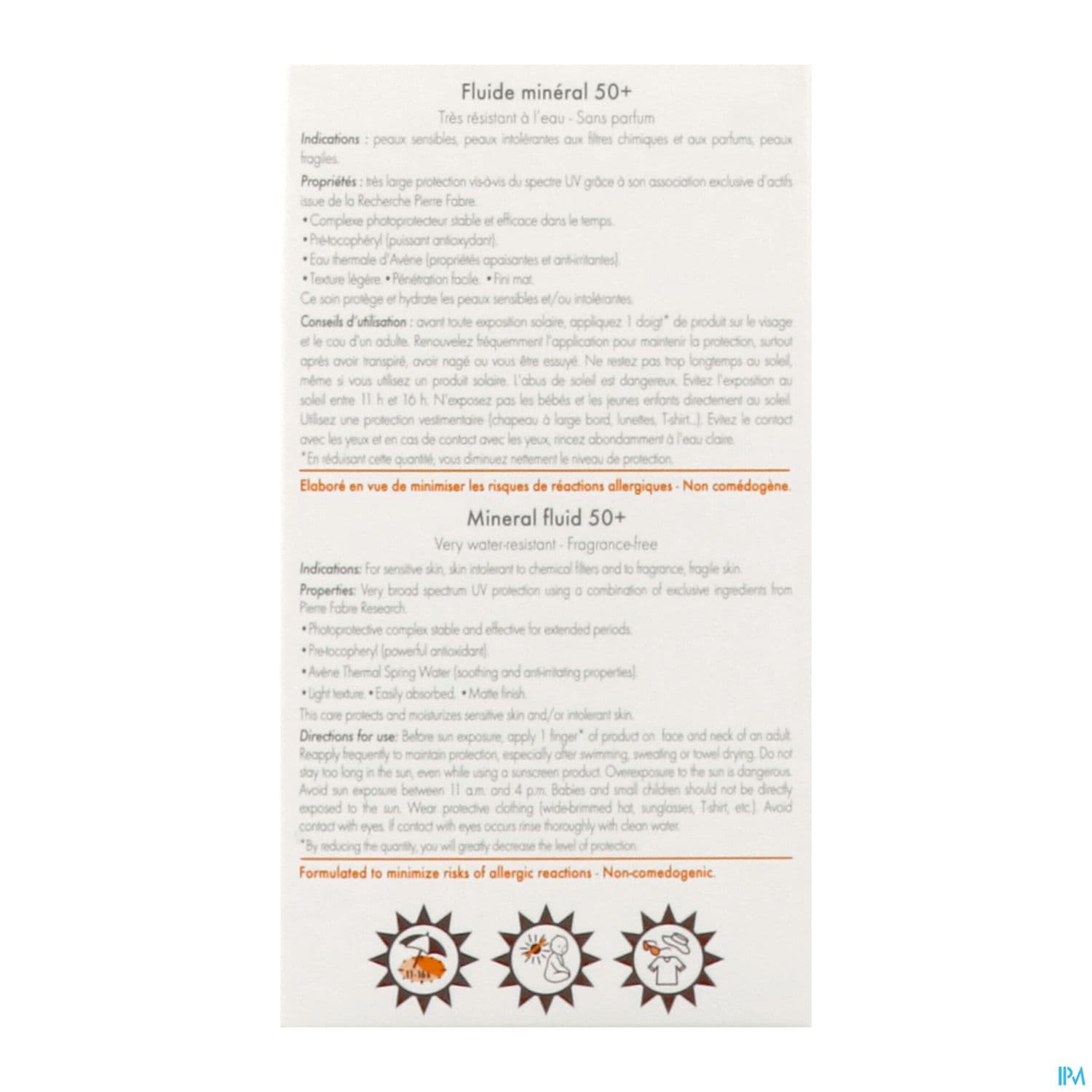 Eau Thermale Avene Solaire Fluide Mineral Spf50+ 40ml