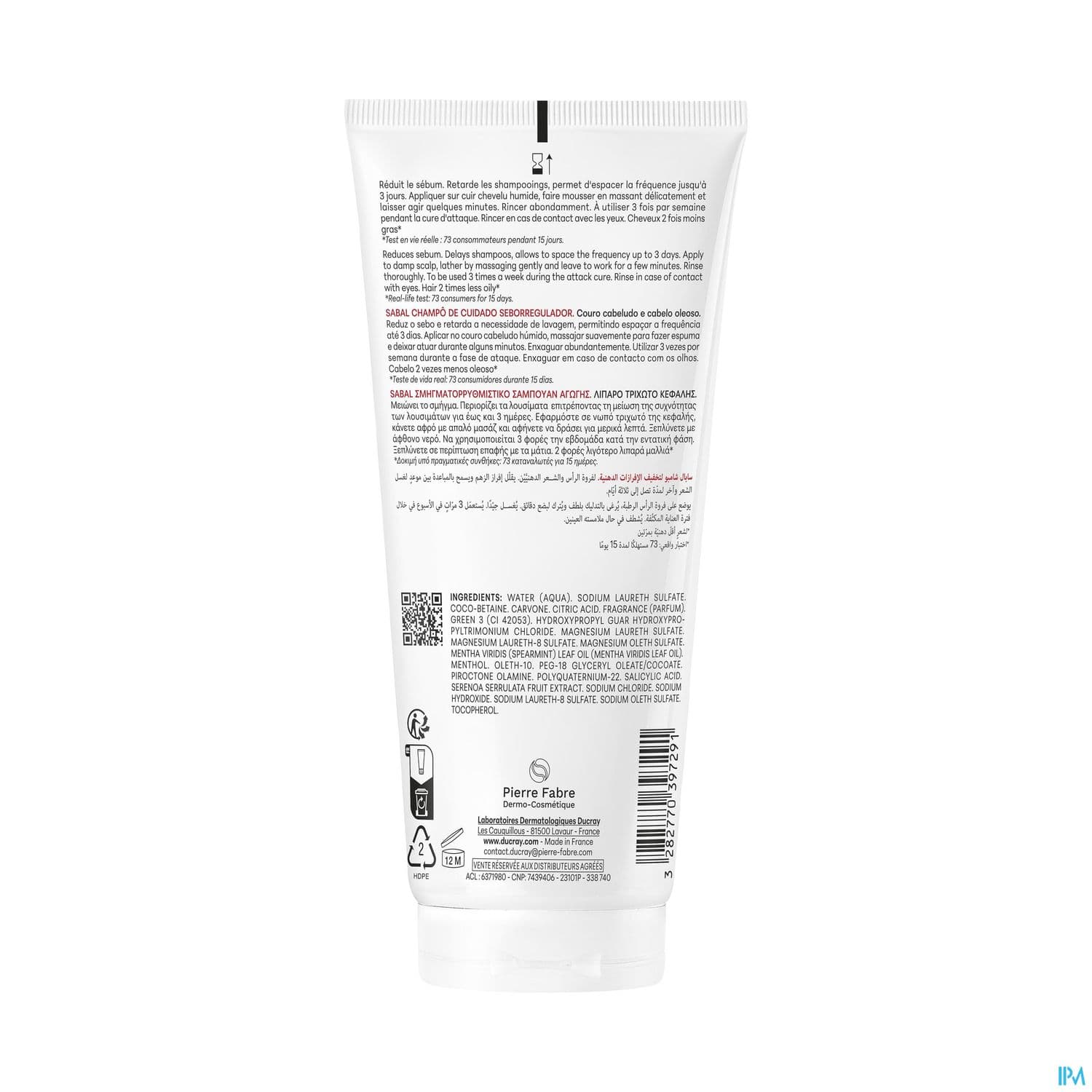 Ducray Sabal Shampooing Traitant Seboreducteur Nouveau 200ml