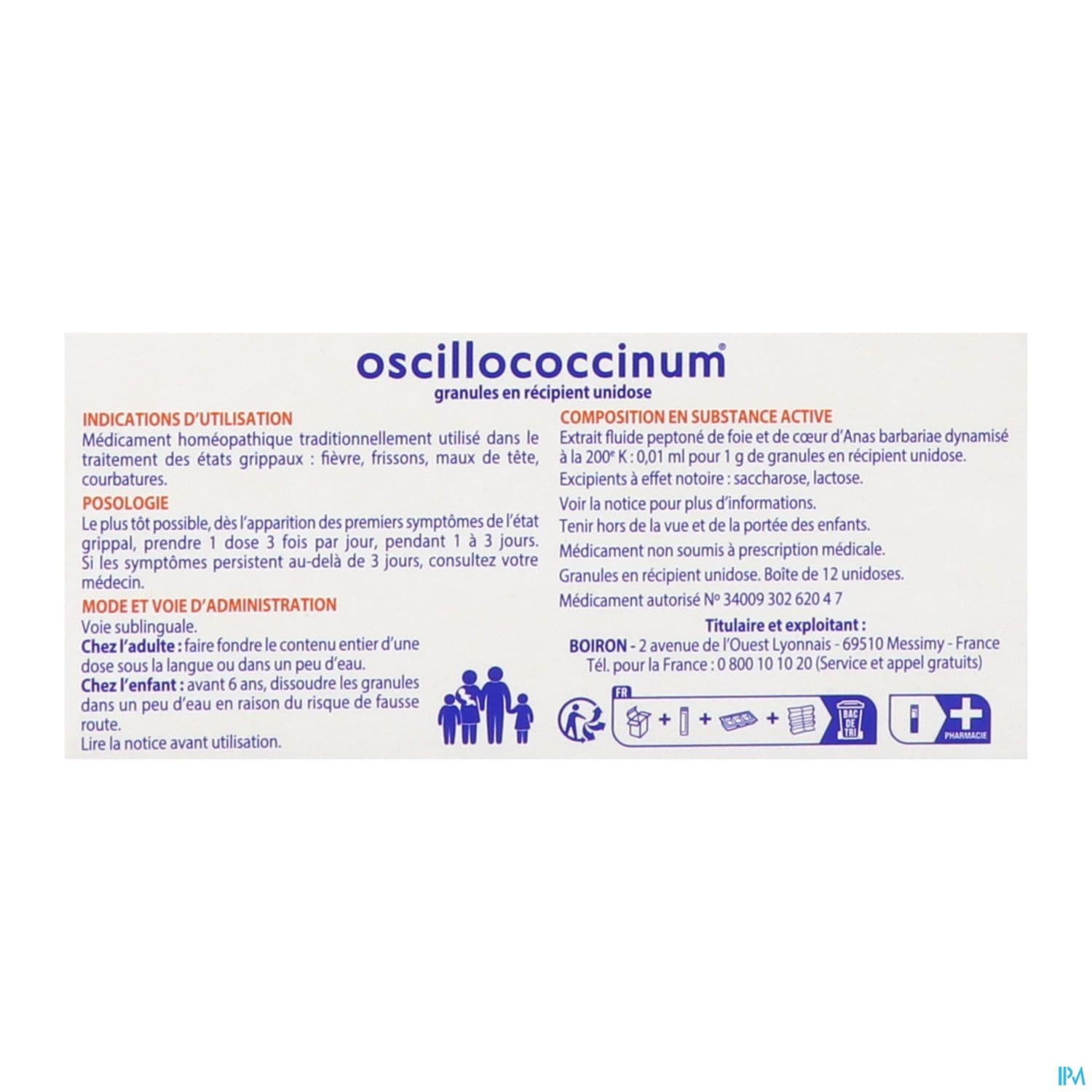 OSCILLOCOCCINUM 12 DOSES