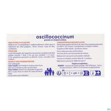 OSCILLOCOCCINUM 12 DOSES