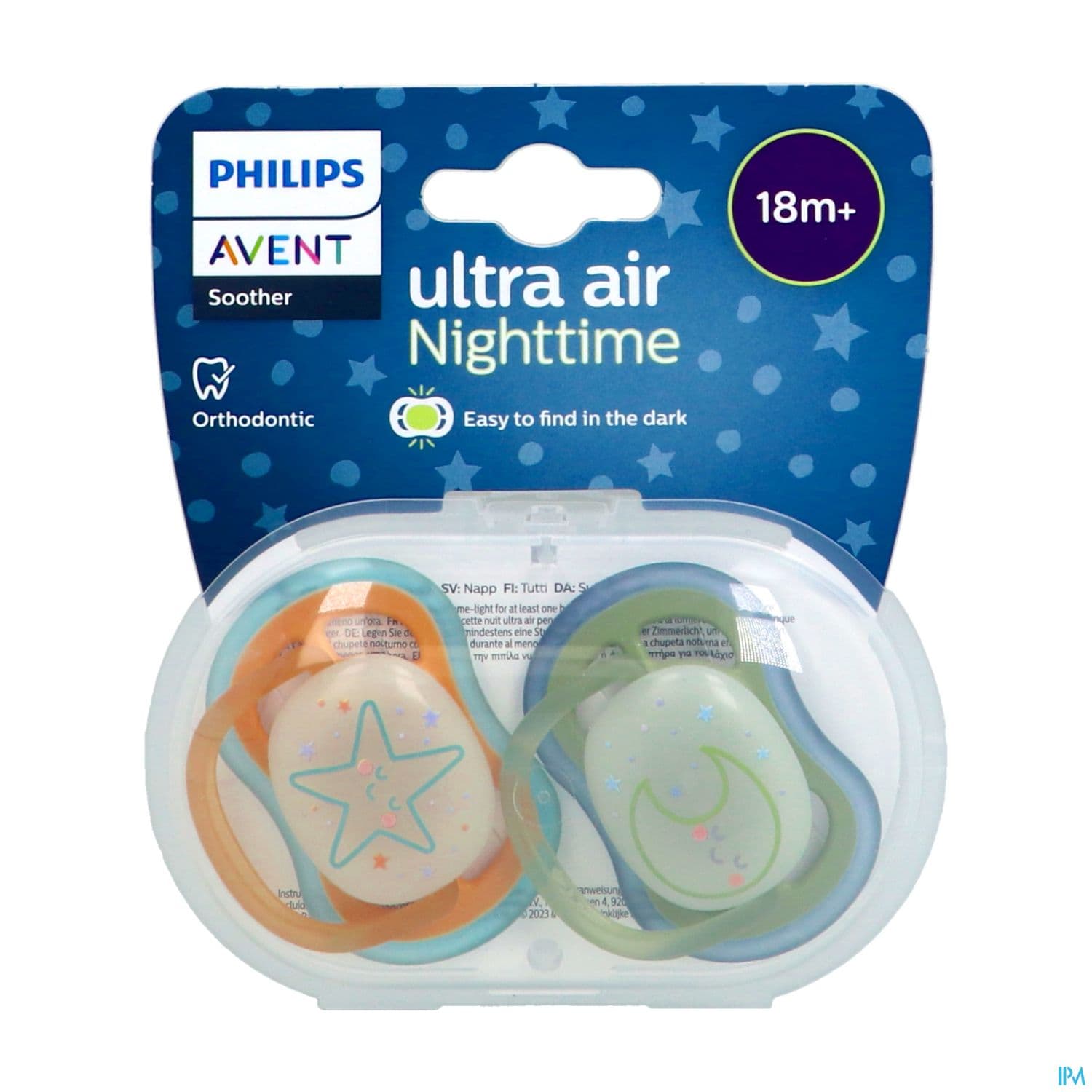 Avent Sucette Ultra Air Nuit +18mois Star Moon X2
