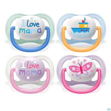 Avent Sucette Ultra Air Mixte Love Mama 0/6mois Scf080/09 X2
