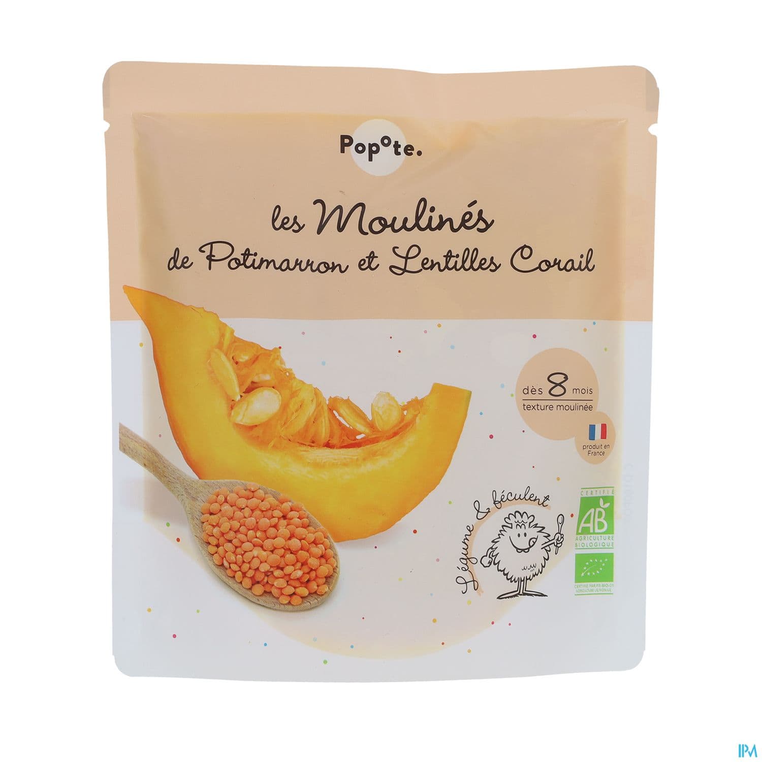 Popote Les Moulines Potimarron Lentilles Corail 180g