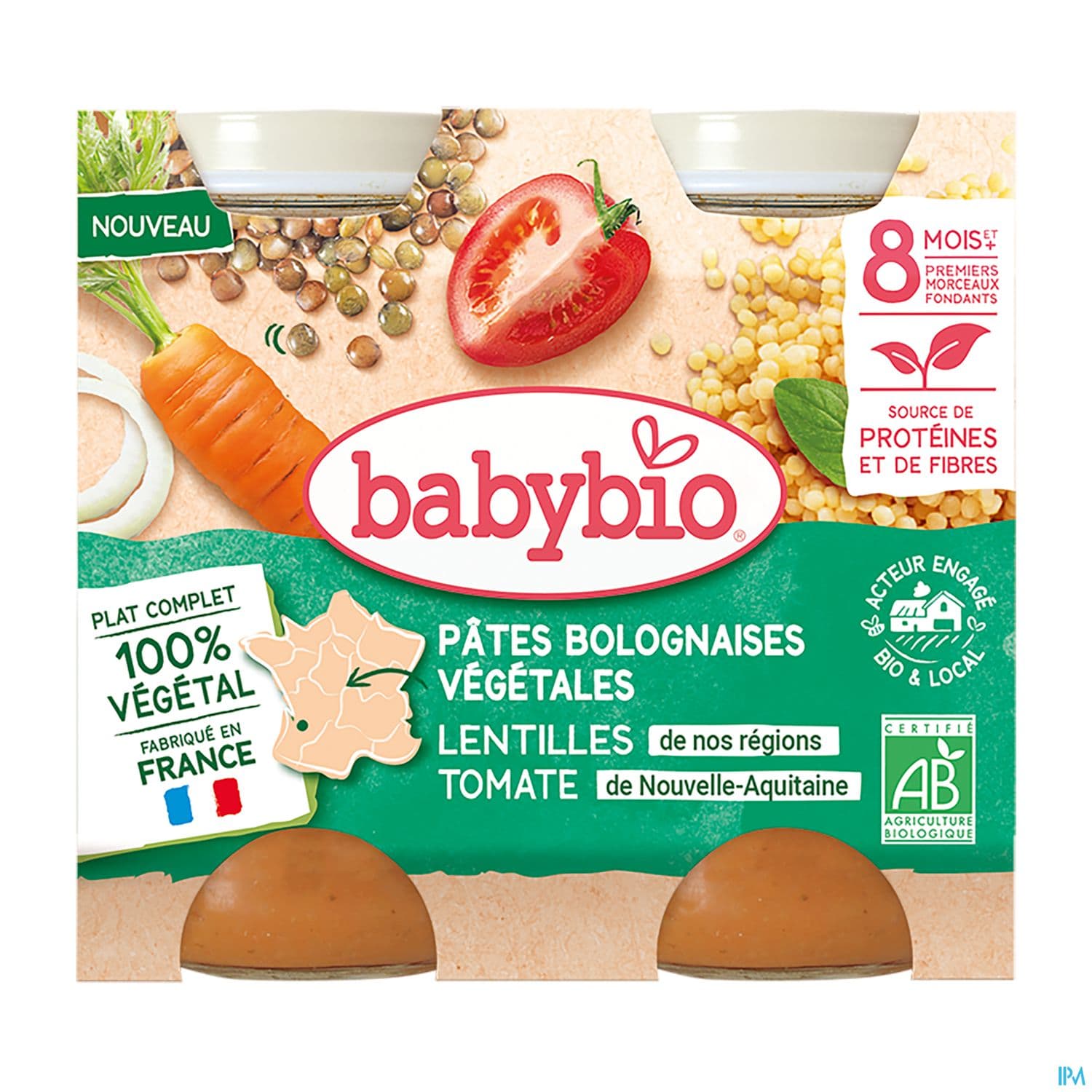 BABYBIO MENU CAROT/LENT CHI 2X200G