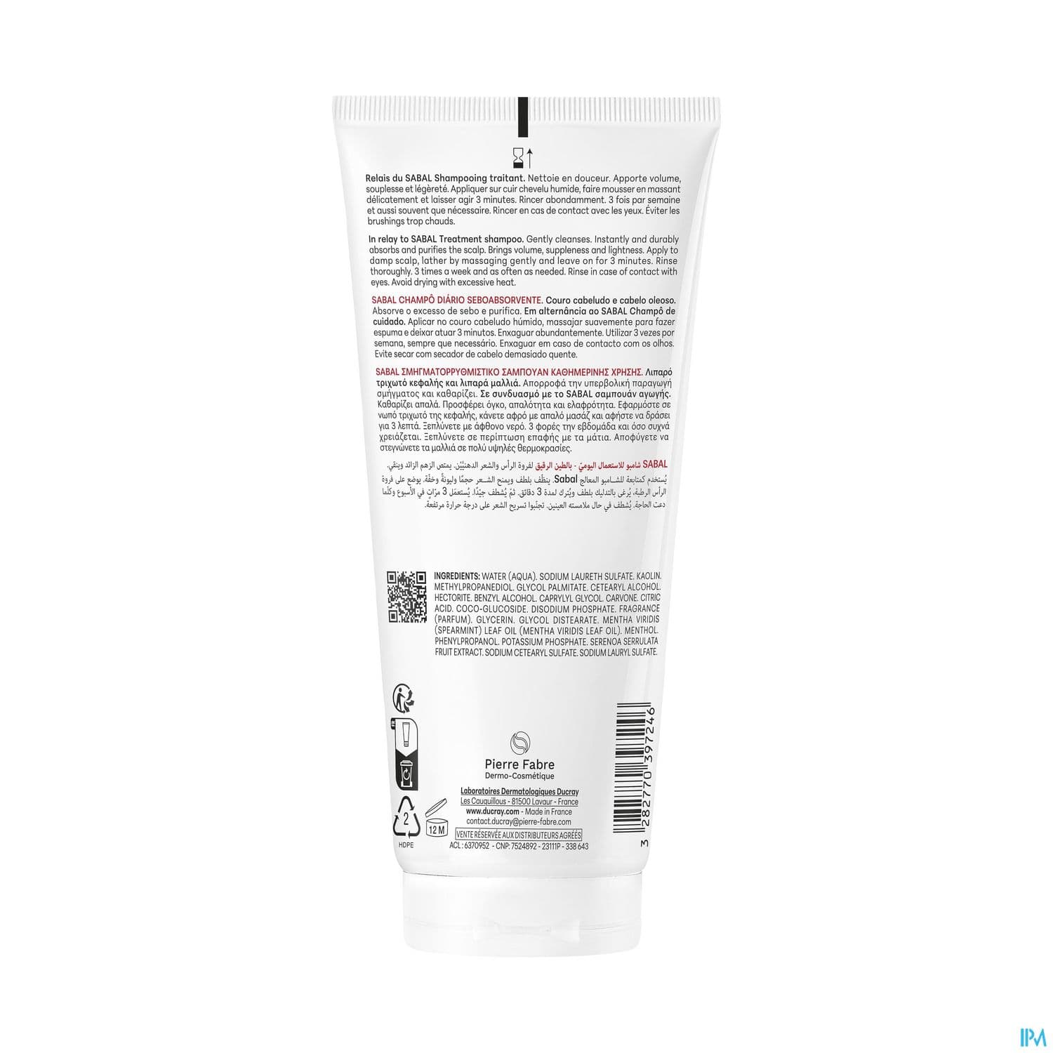 Ducray Sabal Argeal Shampooing Quotidien Sebo-absorbant Nouveau 200ml