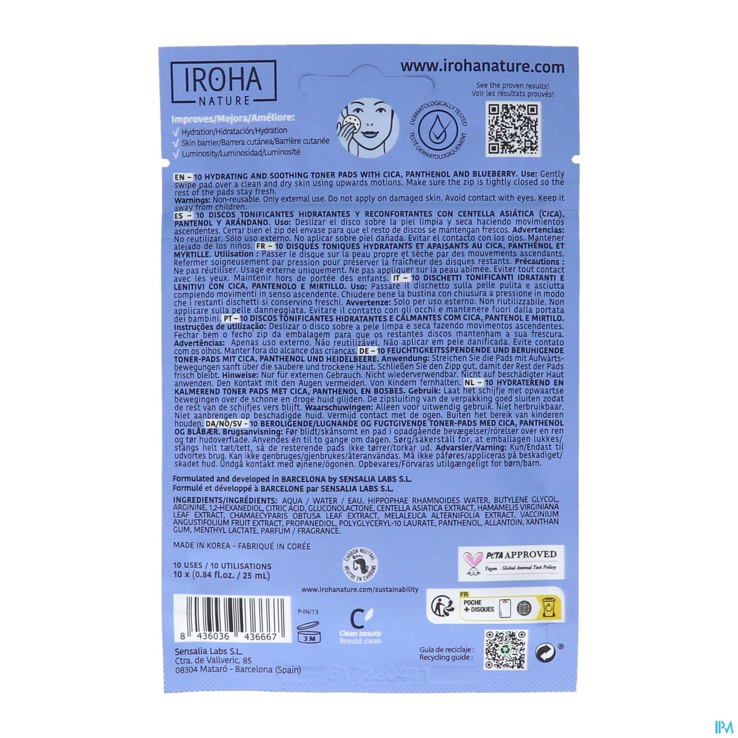 Iroha Coton Tonique Hydratant Et Apaisant X10